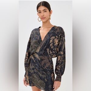 FARM Rio Black and Gold Long Sleeve Dress